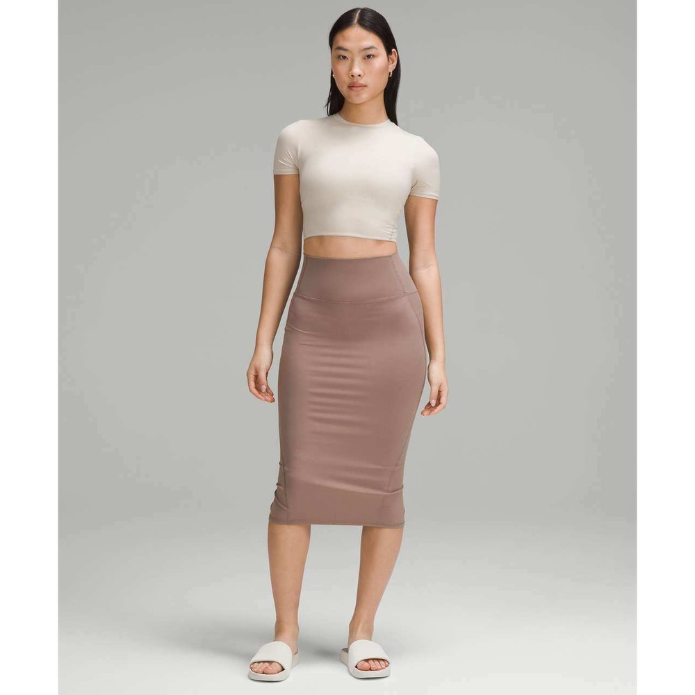 Lululemon Nulu Slim-Fit High-Rise Skirt Taupetastic Brown Size 12 LW8ALJS